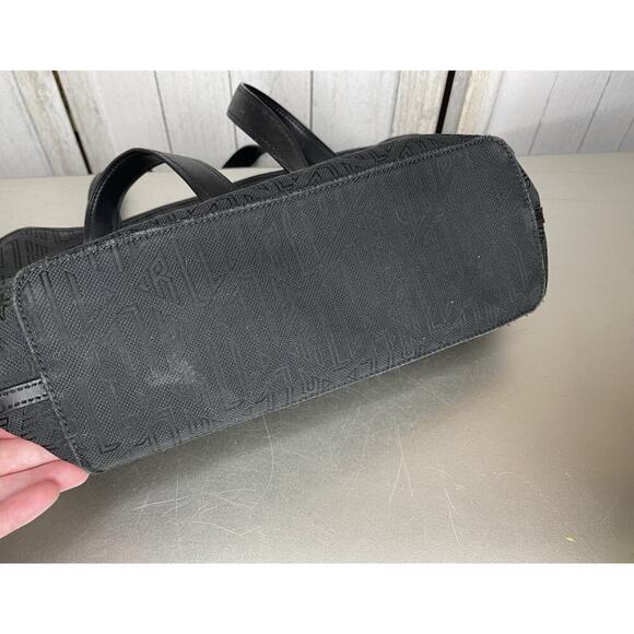 Lauren Ralph Lauren Monogram Canvas Tote Leather Straps Handbag Classic - Picture 5 of 10